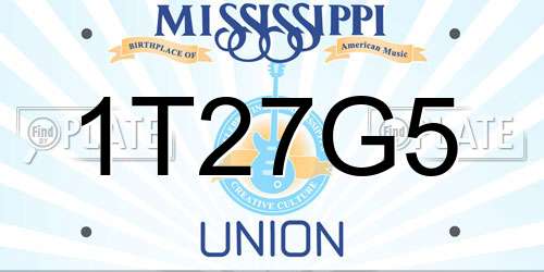 1T27G5 Mississippi License Plate