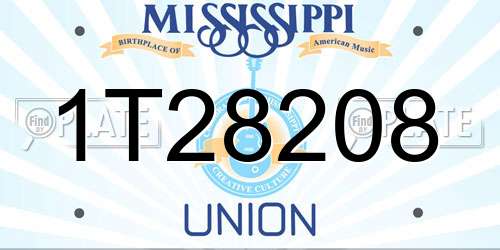 1T28208 Mississippi License Plate