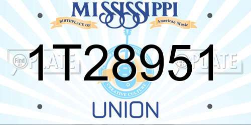 1T28951 Mississippi License Plate