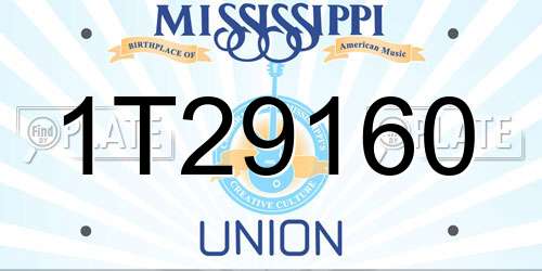 1T29160 Mississippi License Plate