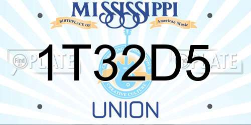 1T32D5 Mississippi License Plate