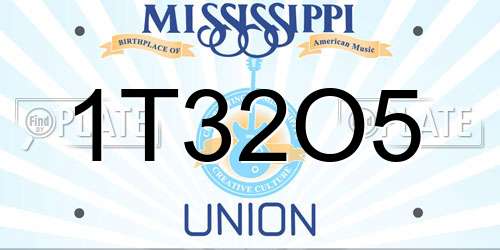 1T32O5 Mississippi License Plate
