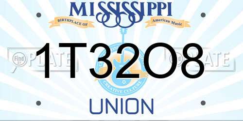 1T32O8 Mississippi License Plate