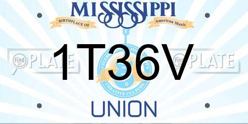 1T36V Mississippi License Plate
