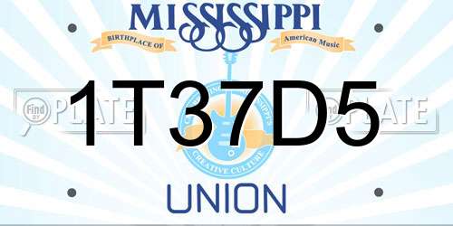 1T37D5 Mississippi License Plate