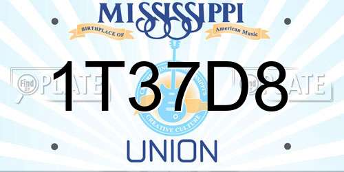 1T37D8 Mississippi License Plate