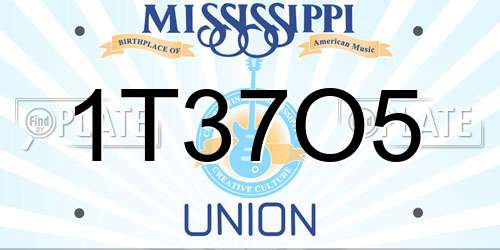 1T37O5 Mississippi License Plate