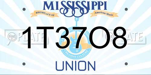 1T37O8 Mississippi License Plate