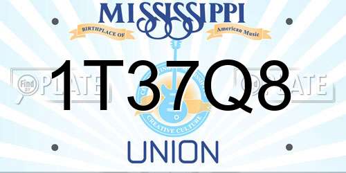 1T37Q8 Mississippi License Plate