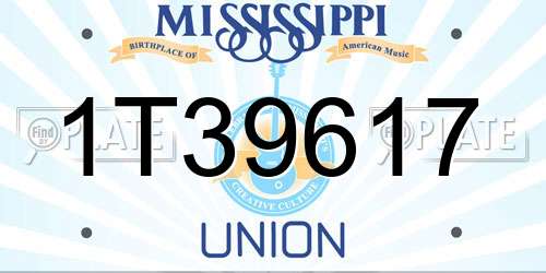 1T39617 Mississippi License Plate