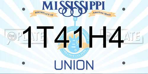 1T41H4 Mississippi License Plate