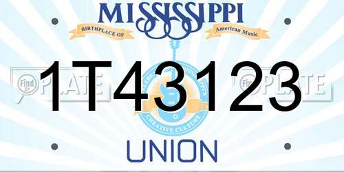 1T43123 Mississippi License Plate