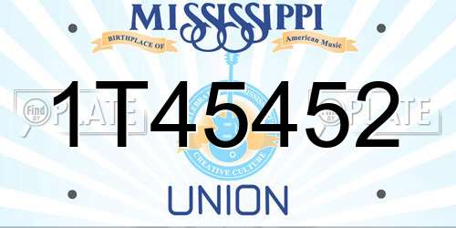 1T45452 Mississippi License Plate