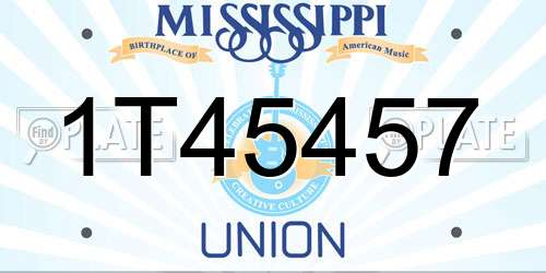 1T45457 Mississippi License Plate