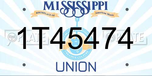 1T45474 Mississippi License Plate