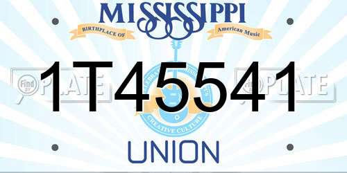 1T45541 Mississippi License Plate