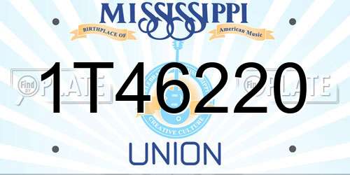 1T46220 Mississippi License Plate