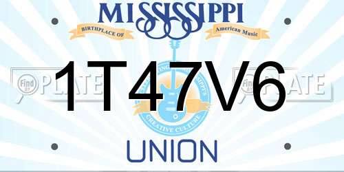 1T47V6 Mississippi License Plate