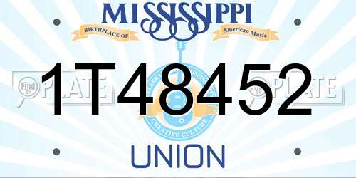 1T48452 Mississippi License Plate