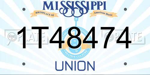 1T48474 Mississippi License Plate