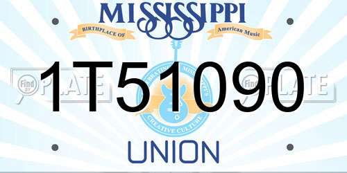 1T51090 Mississippi License Plate