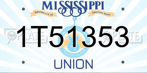 1T51353 Mississippi License Plate