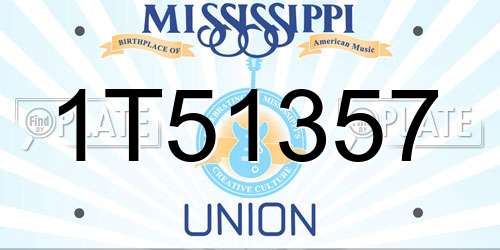 1T51357 Mississippi License Plate