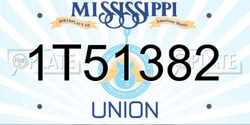 1T51382 Mississippi License Plate