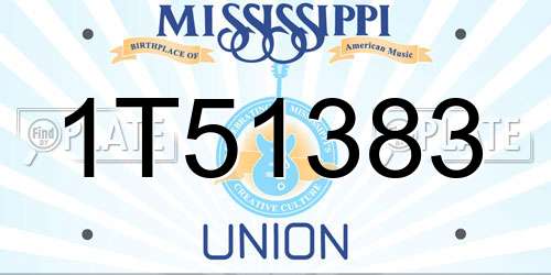 1T51383 Mississippi License Plate