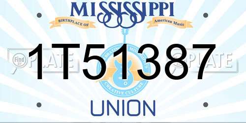 1T51387 Mississippi License Plate