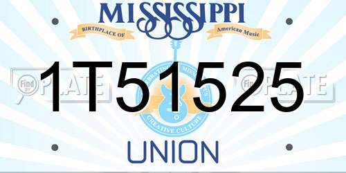 1T51525 Mississippi License Plate