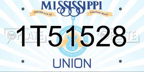 1T51528 Mississippi License Plate