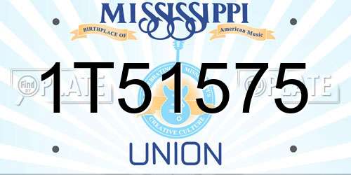 1T51575 Mississippi License Plate