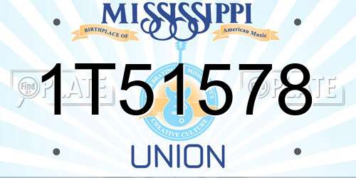 1T51578 Mississippi License Plate