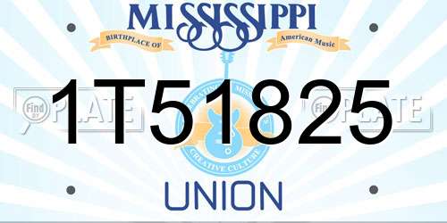 1T51825 Mississippi License Plate