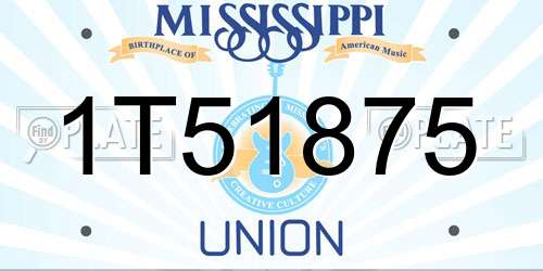 1T51875 Mississippi License Plate