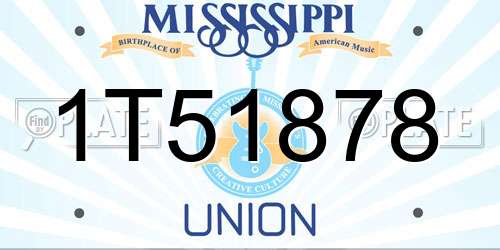1T51878 Mississippi License Plate