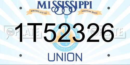 1T52326 Mississippi License Plate