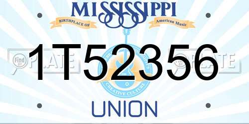 1T52356 Mississippi License Plate