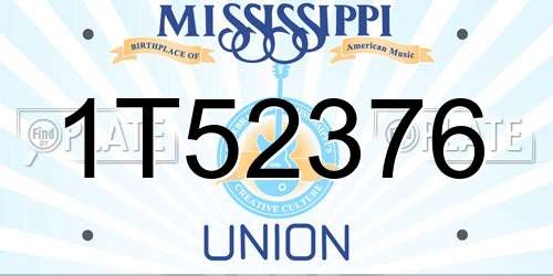 1T52376 Mississippi License Plate
