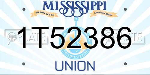 1T52386 Mississippi License Plate