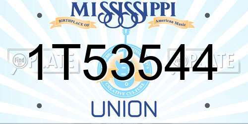 1T53544 Mississippi License Plate