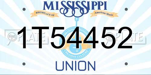 1T54452 Mississippi License Plate