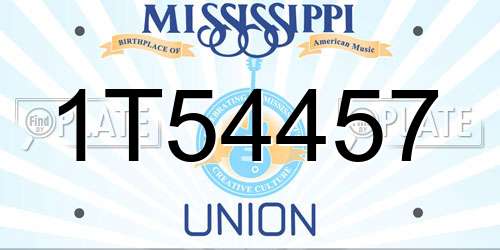 1T54457 Mississippi License Plate