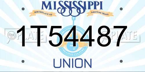 1T54487 Mississippi License Plate