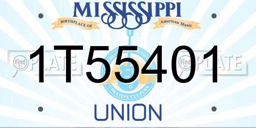 1T55401 Mississippi License Plate