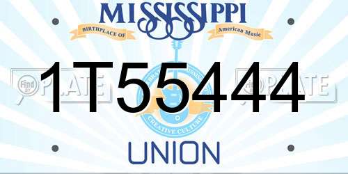 1T55444 Mississippi License Plate