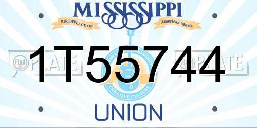 1T55744 Mississippi License Plate