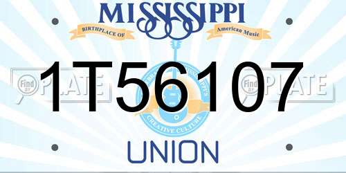 1T56107 Mississippi License Plate