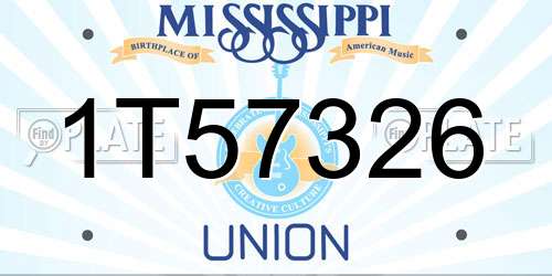1T57326 Mississippi License Plate